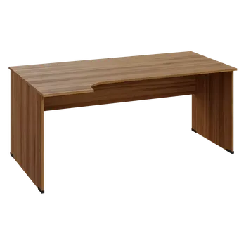 Psací stůl ERL 18 - 184 stůl kancelářský, rohový, levý, dřevěná podnož, deska 18 mm, široký 1800 mm, ořech světlý