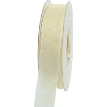 Stuha Stuha organzová BEAUTY ORGANDY smetanová 25mm x 2m (Stuha organzová, oboustranná, s pravou tkanou hranou)