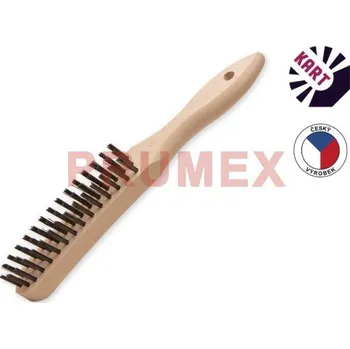 Drátěný kartáč Kartáč s prohnutou dřevěnou rukojetí, 3-řadý ocelový hladký drát 0,30 mm/KART 1111039