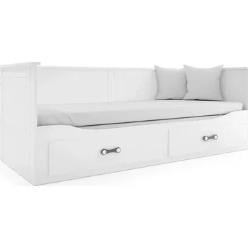 Postel BMS GROUP Dětská postel Hermes 2 - 2 osoby, 80x200 s výsuvnou přístýlkou a úložným prostorem s matrací – Bílá