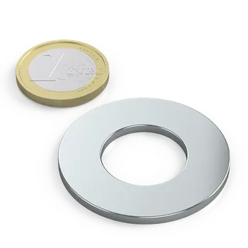 Dekorativní magnet Neodymový kruhový magnet Ø 40/20 mm, v. 4 mm, N50, pozinkovaný, síla 13 kg