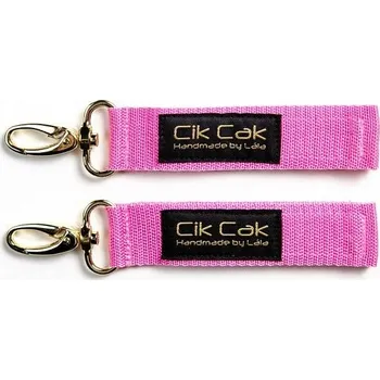 Držák na kočárek Cik cak Úchyty Cik Cak se zlatou karabinou Růžová