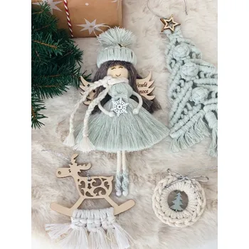 Vánoční dekorace BRIMOON Sada vánoční andílek a dekorace světle zelená