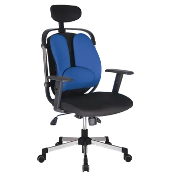 WING PLUS křeslo kancelářské, bederní opěrka, látka černá/modrá