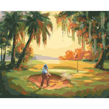 ZUTY Malování podle čísel - GOLFISTA PATUJÍCÍ Z BUNKERU (D. RUSTY RUST) Rozměr: 40x50 cm, Rámování: bez rámu a bez vypnutí plátna
