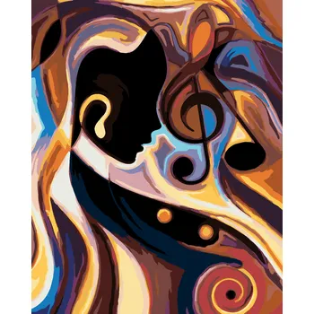 ZUTY Malování podle čísel - ABSTRAKTNÍ OBLIČEJ S HOUSLOVÝM KLÍČEM Rozměr: 40x50 cm, Rámování: vypnuté plátno na rám