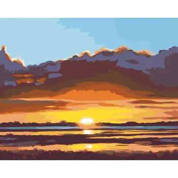 ZUTY Malování podle čísel - ZAPADAJÍCÍ SLUNCE U VODY (D. RUSTY RUST) Rozměr: 40x50 cm, Rámování: bez rámu a bez vypnutí plátna