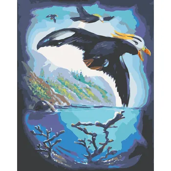 ZUTY Malování podle čísel - PTÁK V LETU A KORÁLY V MOŘI (D. RUSTY RUST) Rozměr: 40x50 cm, Rámování: bez rámu a bez vypnutí plátna