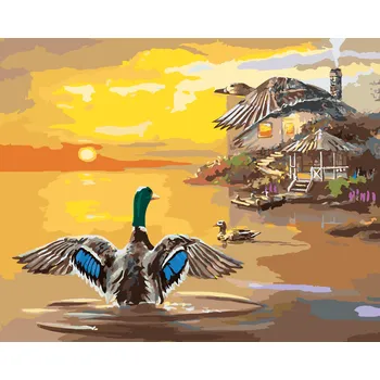 ZUTY Malování podle čísel - KACHNA V JEZEŘE (D. RUSTY RUST) Rozměr: 40x50 cm, Rámování: bez rámu a bez vypnutí plátna