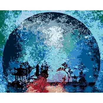 ZUTY Malování podle čísel - BAREVNÁ SILUETA MĚSÍCE Rozměr: 40x50 cm, Rámování: bez rámu a bez vypnutí plátna