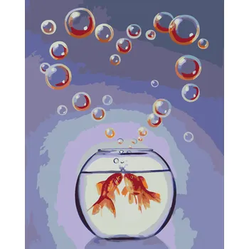 ZUTY Malování podle čísel - ZLATÉ RYBIČKY (D. RUSTY RUST) Rozměr: 40x50 cm, Rámování: bez rámu a bez vypnutí plátna