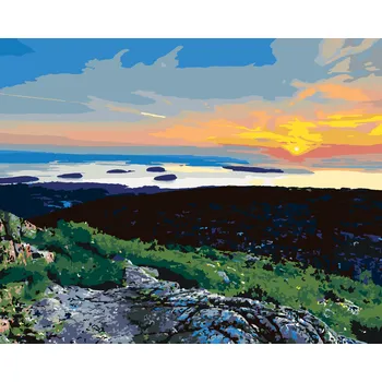 ZUTY Malování podle čísel - ZÁPAD SLUNCE NAD KRAJINOU (TED DAVIS) Rozměr: 40x50 cm, Rámování: bez rámu a bez vypnutí plátna