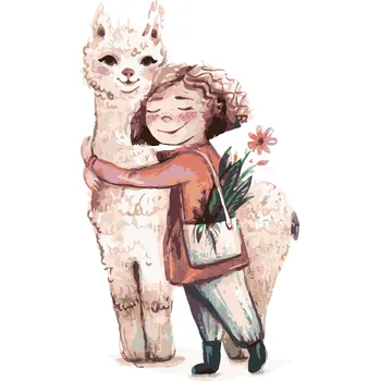 ZUTY Malování podle čísel - LAMA A JEJÍ KAMARÁDKA Rozměr: 40x50 cm, Rámování: vypnuté plátno na rám