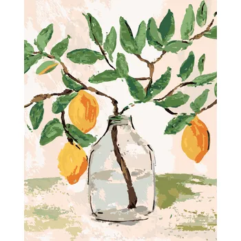 ZUTY Malování podle čísel - CITRÓNY VE VÁZE 2 (HALEY BUSH) Rozměr: 40x50 cm, Rámování: bez rámu a bez vypnutí plátna