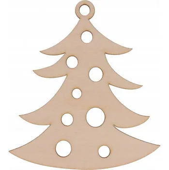 Vánoční dekorace Dřevěná vánoční ozdoba dekorace s motivem Vánoční stromeček a baňky galanteriadrew