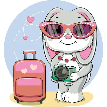 ZUTY Malování podle čísel - KRÁLÍK S KUFREM A FOŤÁKEM Rozměr: 40x50 cm, Rámování: bez rámu a bez vypnutí plátna