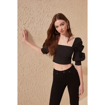Dámský crop top Trendyol Ruffle detailed Trendyol černá 1213346