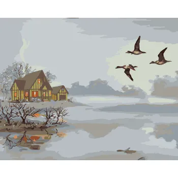 ZUTY Malování podle čísel - JEZERO V MLZE (D. RUSTY RUST) Rozměr: 40x50 cm, Rámování: bez rámu a bez vypnutí plátna