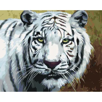 ZUTY Malování podle čísel - BÍLÝ TYGR POHLED PORTRÉT (D. RUSTY RUST) Rozměr: 40x50 cm, Rámování: bez rámu a bez vypnutí plátna