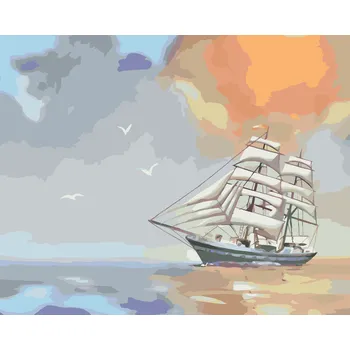 ZUTY Malování podle čísel - MRAKY, PLACHETNICE A RACCI (D. RUSTY RUST) Rozměr: 40x50 cm, Rámování: bez rámu a bez vypnutí plátna