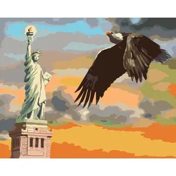 ZUTY Malování podle čísel - OREL U SOCHY SVOBODY (D. RUSTY RUST) Rozměr: 40x50 cm, Rámování: bez rámu a bez vypnutí plátna