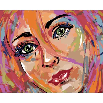 ZUTY Malování podle čísel - DÍVKA SE ZELENÝMA OČIMA Rozměr: 40x50 cm, Rámování: bez rámu a bez vypnutí plátna