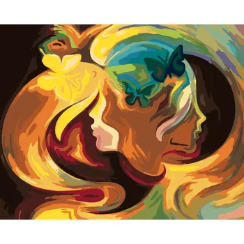 ZUTY Malování podle čísel - ABSTRAKTNÍ OBLIČEJE S MOTÝLY Rozměr: 40x50 cm, Rámování: bez rámu a bez vypnutí plátna