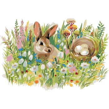 ZUTY Malování podle čísel - VELIKONOČNÍ KRÁLÍK Rozměr: 40x50 cm, Rámování: bez rámu a bez vypnutí plátna