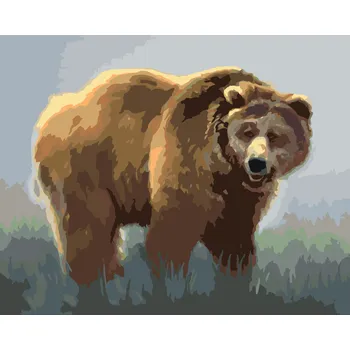 ZUTY Malování podle čísel - MEDVĚD V MLZE (D. RUSTY RUST) Rozměr: 40x50 cm, Rámování: bez rámu a bez vypnutí plátna