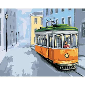 ZUTY Malování podle čísel - STARÁ ŽLUTÁ TRAMVAJ Rozměr: 40x50 cm, Rámování: bez rámu a bez vypnutí plátna