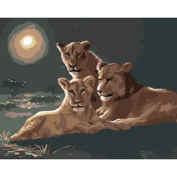 ZUTY Malování podle čísel - LVICE A LVÍČE (D. RUSTY RUST) Rozměr: 40x50 cm, Rámování: bez rámu a bez vypnutí plátna