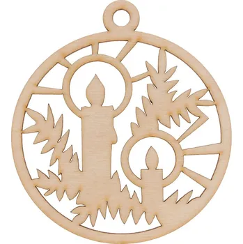 Vánoční dekorace Dřevěná vánoční ozdoba dekorace Vánoční baňka s motivem Svíčky galanteriadrew