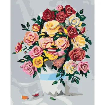 ZUTY Malování podle čísel - RŮŽE VE VÁZE (D. RUSTY RUST) Rozměr: 40x50 cm, Rámování: bez rámu a bez vypnutí plátna