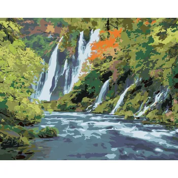ZUTY Malování podle čísel - VODOPÁDY URPOSTŘED LESA (DENNIS FRATES) Rozměr: 40x50 cm, Rámování: bez rámu a bez vypnutí plátna
