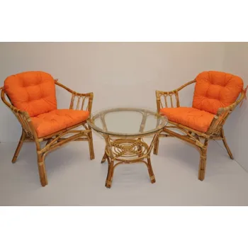 Zahradní sestava Nábytek PEGAS Ratanová sedací souprava Subaliu - polstry oranžový melír