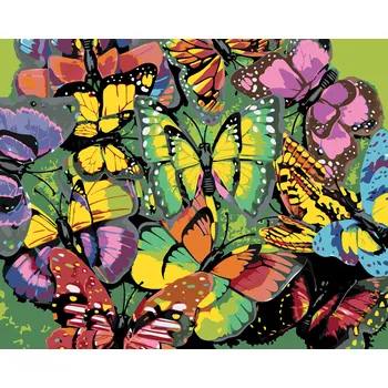 ZUTY Malování podle čísel - HEJNO BAREVNÝCH MOTÝLŮ Rozměr: 40x50 cm, Rámování: vypnuté plátno na rám