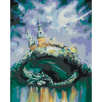 ZUTY Malování podle čísel - DRAK SPÍCÍ POD ZÁMKEM Rozměr: 40x50 cm, Rámování: vypnuté plátno na rám