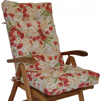 Podsedák Nábytek PEGAS Polstr na teakové zahradní křeslo vysoké - látka motiv vlčí mák