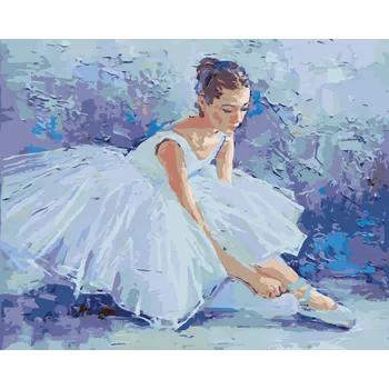 ZUTY Malování podle čísel - BALETKA ZAVAZUJÍCÍ SI SVÉ BALETNÍ ŠPIČKY Rozměr: 40x50 cm, Rámování: bez rámu a bez vypnutí plátna