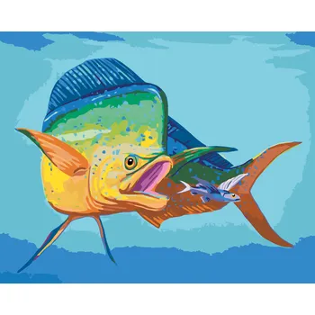 ZUTY Malování podle čísel - VELKÁ A MALÁ RYBA (ROBERT JOHNSON) Rozměr: 40x50 cm, Rámování: bez rámu a bez vypnutí plátna