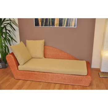 Zahradní pohovka Nábytek PEGAS Ratanová odpočinková pohovka koňak pravá polstr žlutý