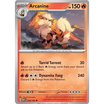Sběratelská karetní hra Arcanine 059/165 - Scarlet & Violet 151 Typ karty: Reverse Holo
