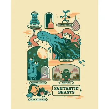 ZUTY Malování podle čísel - PLAKÁT KRESLENÝ LIST TVORŮ (FANTASTICKÁ ZVÍŘATA) Rozměr: 40x50 cm, Rámování: bez rámu a bez vypnutí plátna