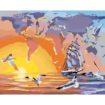 ZUTY Malování podle čísel - RACEK A SVĚTADÍLY (D. RUSTY RUST) Rozměr: 40x50 cm, Rámování: bez rámu a bez vypnutí plátna