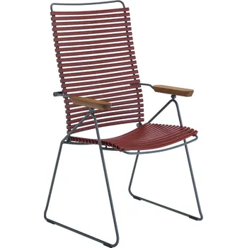 Červená plastová polohovací zahradní židle HOUE Click