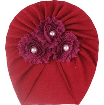 Čepice Semišová čepice pro děti | čepička pro miminka s květinami - Červená