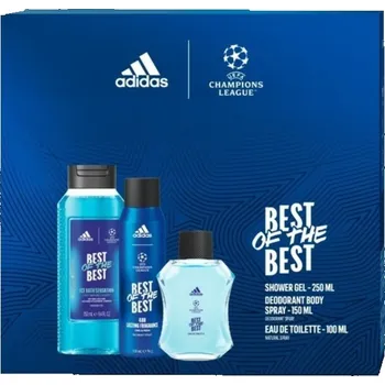 Kosmetická sada Adidas dárková sada UEFA Best of the Best (EDT 100 ml + deodorant 150 ml + sprchový gel 250 ml)