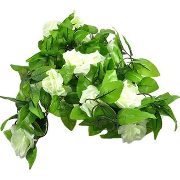 Svatební dekorace Svatební výzdoba | girlanda s umělými růžemi, délka - 2,4 m - Bílá