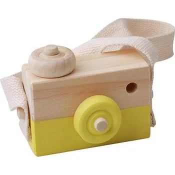 Digitální kompakt Dětský foťák | dřevěný fotoaparát - maketa - žlutý