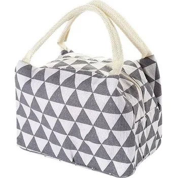 Termotaška se vzorem | taška na potraviny, styl trojúhelníky - šedá